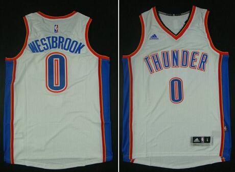 Oklahoma City Thunder 0 Russel Westbrook  2014-15 New Rev 30 White Jersey
