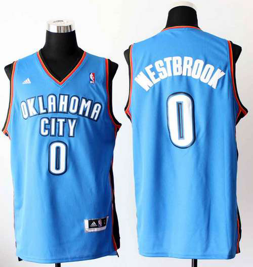 Oklahoma City Thunder 0 Russell Westbrook Blue NBA Revolution 30 Swingman Adidas men nba basketball jerseys