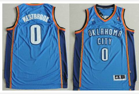 Oklahoma City Thunder 0 Russell Westbrook blue  Adidas men nba basketball jerseys