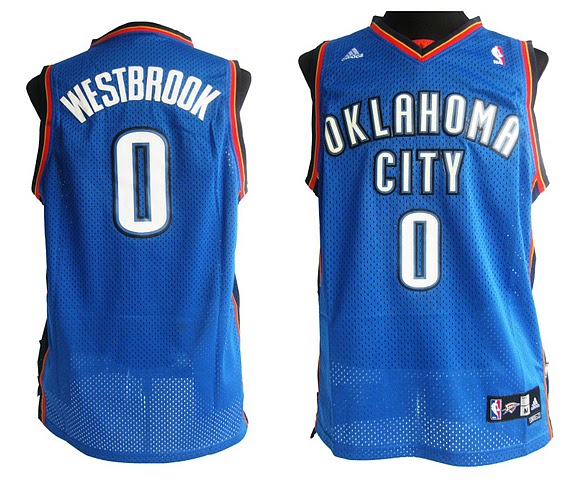 Oklahoma City Thunder 0 Russell Westbrook blue Adidas men Adidas men nba basketball jerseys