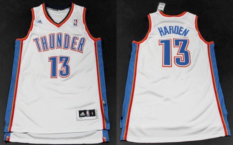 Oklahoma City Thunder 13 James Harden White Adidas men Adidas men nba basketball jersey