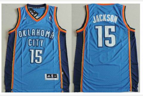 Oklahoma City Thunder 15 Reggie Jackson blue  basketball Adidas men nba basketball jerseys