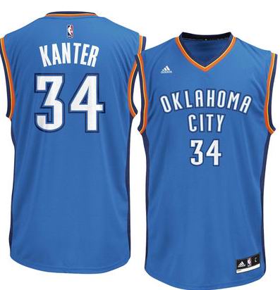 Oklahoma City Thunder 34 Thunder Enes Kanter adidas Light Blue Replica Adidas men nba basketball jerseys