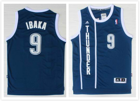 Oklahoma City Thunder 9 Serge Ibaka  blue Adidas men nba basketball jerseysy