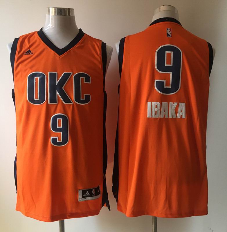 Oklahoma City Thunder 9 Serge Ibaka orange Adidas men nba basketball jerseys