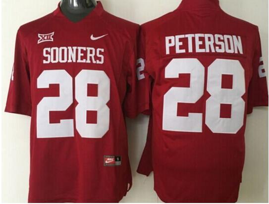 Oklahoma Sooners 28 Adrian Peterson red men NCAA college Football Jersey