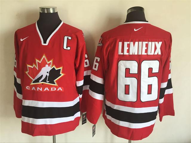 Olympic Version 66 Mario Lemieux Red Black men ice hockey nhl jerseys
