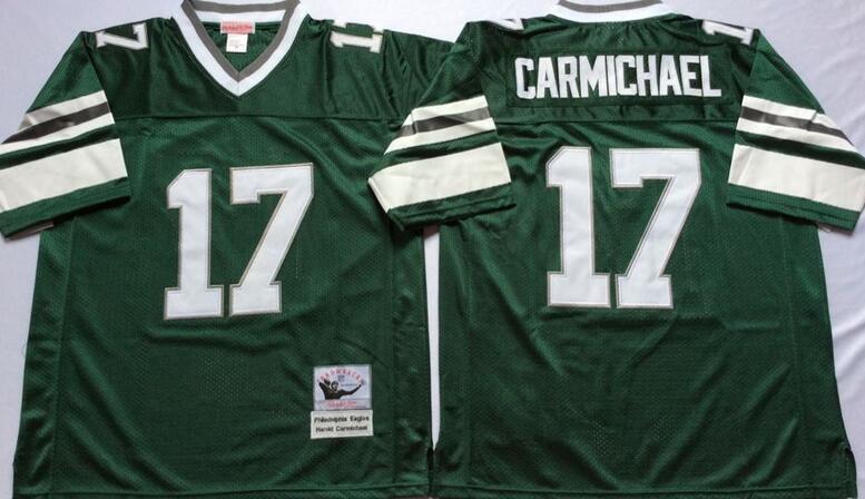 Philadelphia Eagles 17  Carmichael green men Throwback blue nfl Jersey