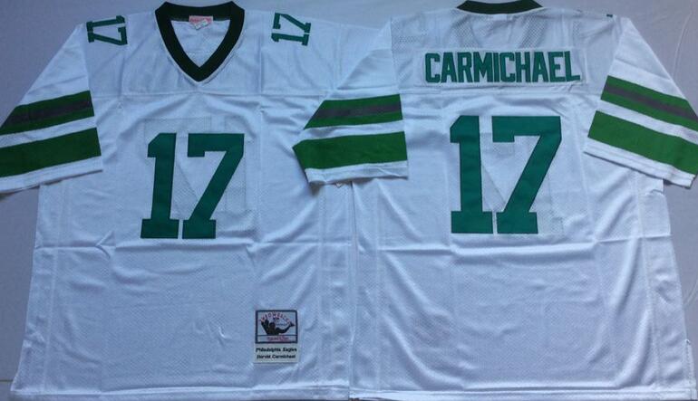 Philadelphia Eagles 17  Carmichael white men Throwback blue nfl Jersey