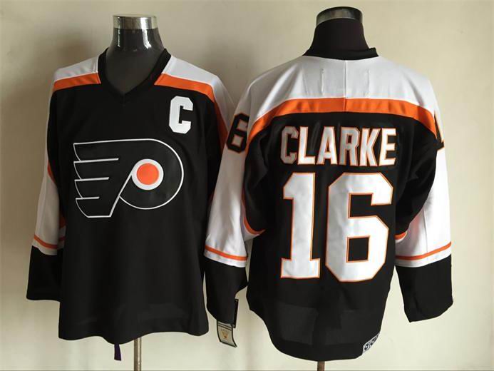 Philadelphia Flyers 16 Bobby Clarke black CCM throwback men nhl ice hockey  jerseys