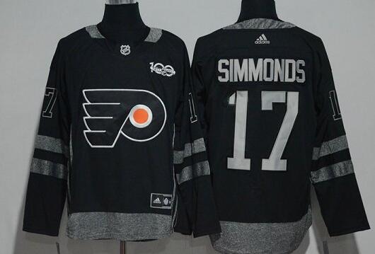 Philadelphia Flyers 17 Wayne Simmonds black 100th men nhl ice hockey  jerseys