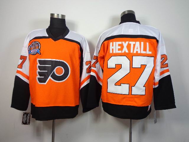 Philadelphia Flyers 27 Ron Hextall Orange White throwback  men nhl ice hockey  jerseys