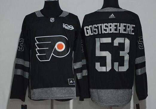 Philadelphia Flyers 53 Shayne Gostisbehere black 100th men nhl ice hockey jerseys