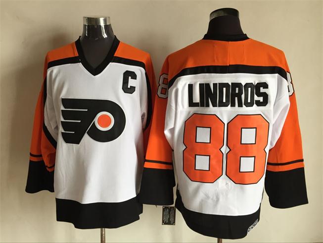 Philadelphia Flyers 88 Eric Lindros white orange CCM Throwback men nhl ice hockey  jerseys