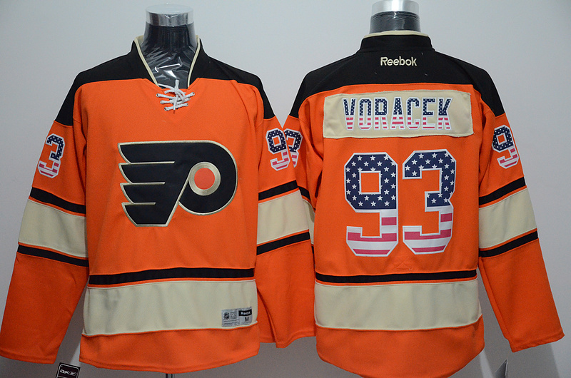 Philadelphia Flyers 93 Jakub Voracek orange USA flag men nhl ice hockey  jerseys