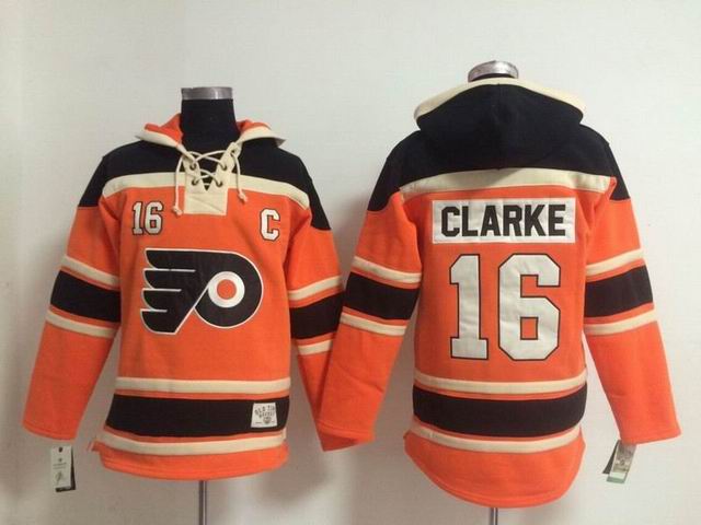 Philadelphia Flyers Bobby Clarke 16# orange Ice hockey Hooded Sweatshirt(1)