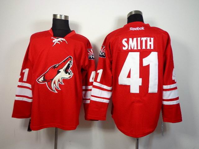 Phoenix Coyotes 41 Mike Smith Red men nhl ice hockey  jerseys