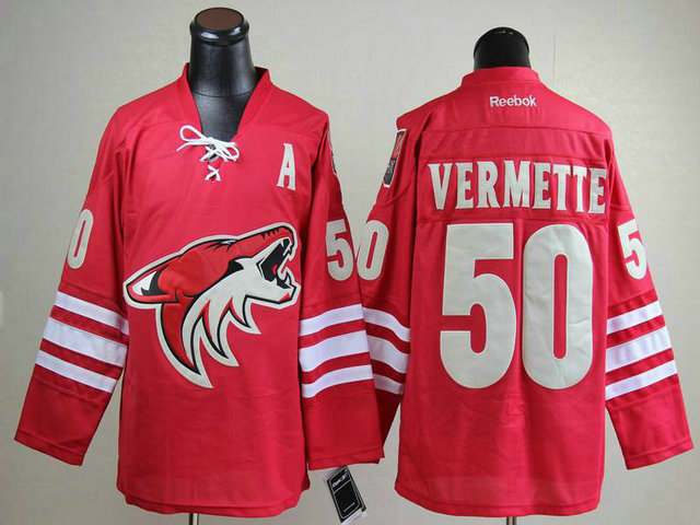 Phoenix Coyotes 50 Antoine Vermette Red men nhl ice hockey  jerseys