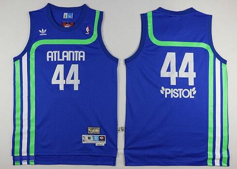 Pistol Pete Maravich Atlanta Hawks 44 Hardwood Classics Blue nba basektball jersey