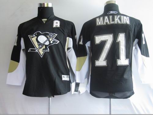 Pittaburgh Penguins 71 Evgeni Malkin black kid nhl jersey