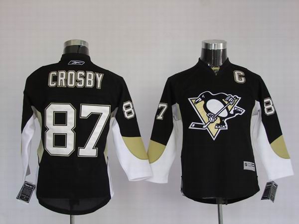 Pittaburgh Penguins 87 Crosby Black nhl kid jersey