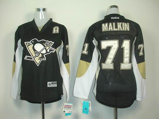 Pittsburgh Penguins #71 Evgeni Malkin Black NHL Women Jerseys A Patch