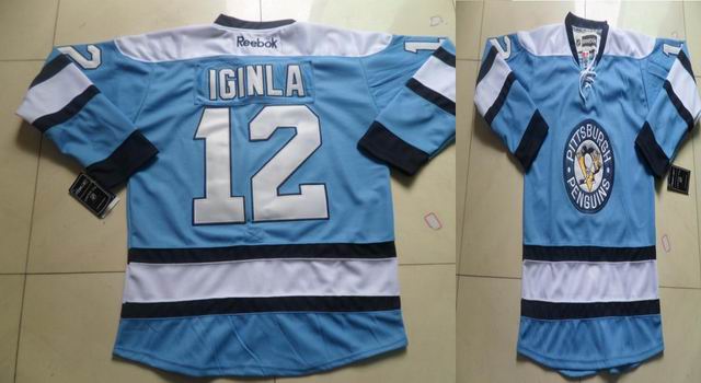 Pittsburgh Penguins 12 Jarome Iginla blue men nhl ice hockey  jerseys
