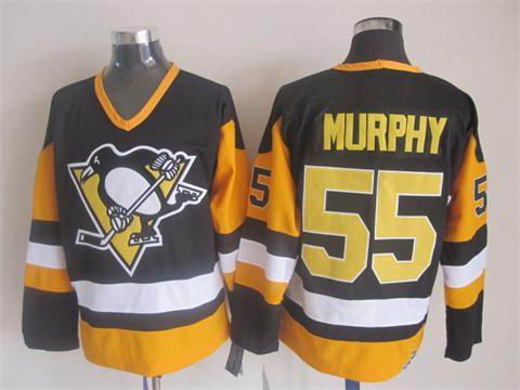 Pittsburgh Penguins 55 Larry Murphy Black men nhl ice hockey  jerseys