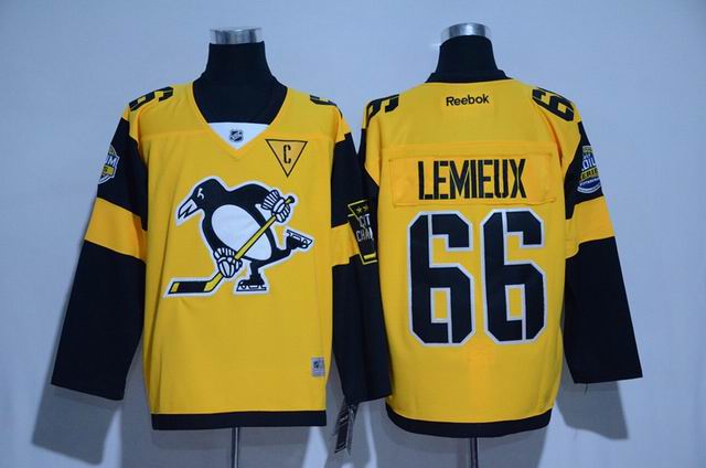 Pittsburgh Penguins 66 Mario Lemieux Stitched yellow men nhl ice hockey  jerseys