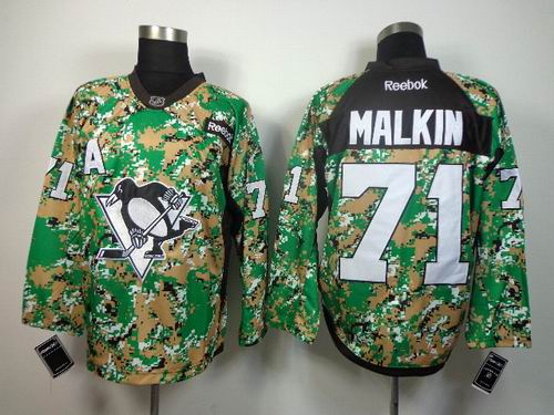 Pittsburgh Penguins 71 Malkin green camo men nhl ice hockey  jerseys