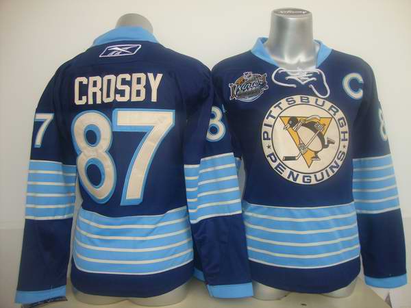 Pittsburgh Penguins 87 Sidney Crosby blue women NHL jerseys