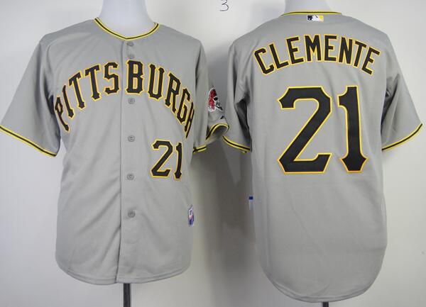 Pittsburgh Pirates 21 Roberto Clemente grey mlb baseball jerseys