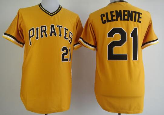 Pittsburgh Pirates 21 Roberto Clemente yellow Throwbac men mlb baseball jerseys