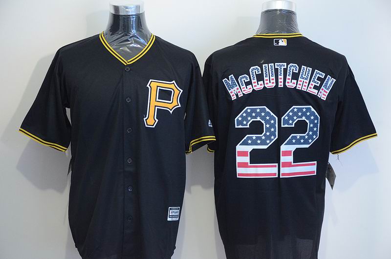 Pittsburgh Pirates 22 Andrew McCutchen black usa flag majestic mlb baseball jerseys