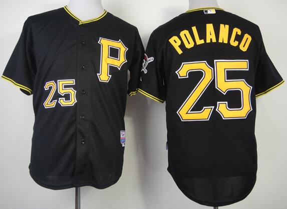 Pittsburgh Pirates 25 Gregory Polanco black baseball mlb jersey