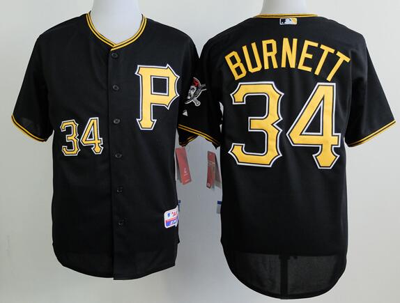 Pittsburgh Pirates 34 A. J. Burnett black mlb baseball Jerseys