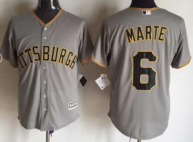 Pittsburgh Pirates 6 Starling Marte grey majestic mlb Jerseys