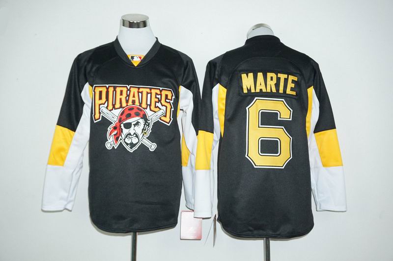 Pittsburgh Pirates Starling Marte 6# black long sleeves baseball jersey