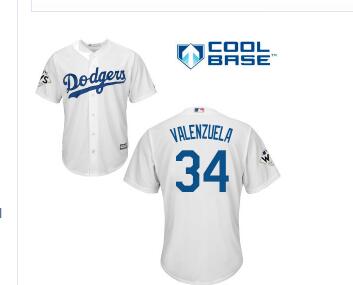 Men's Los Angeles Dodgers #34 Fernando Valenzuela New Cool Base 2017 World Series Bound Stitched MLB Jersey-001