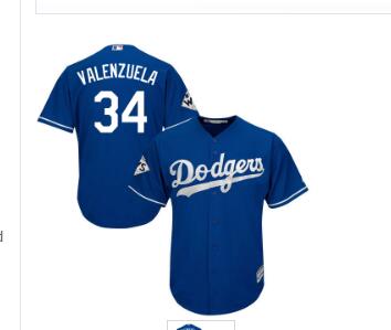 Men's Los Angeles Dodgers #34 Fernando Valenzuela New Cool Base 2017 World Series Bound Stitched MLB Jersey-002