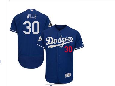 Men's Los Angeles Dodgers #30 Maury Wills  Flexbase Authentic Collection 2017 World Series Bound Stitched MLB Jersey