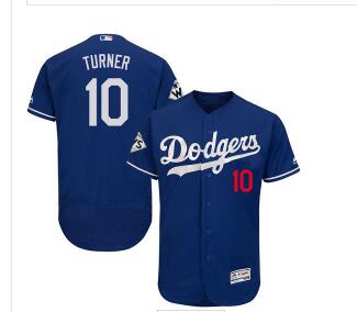 Men's Los Angeles Dodgers #10 Justin Turner  2017 World Series Bound Stitched MLB Jersey-002