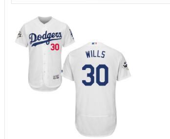 Men's Los Angeles Dodgers #30 Maury Wills  Flexbase Authentic Collection 2017 World Series Bound Stitched MLB Jersey