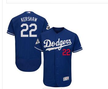 Men's Los Angeles Dodgers #22 Clayton Kershaw  Flexbase Authentic Collection 2017 World Series Bound Stitched MLB Jersey-002