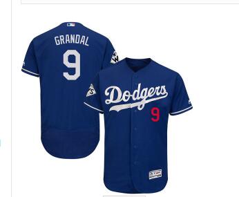Men's Los Angeles Dodgers #9 Yasmani Grandal  2017 World Series Bound Stitched MLB Jersey