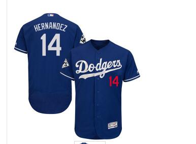 Men's Los Angeles Dodgers #14 Enrique Hernandez Flexbase Authentic Collection 2017 World Series Bound Stitched MLB Jersey