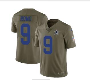 Nike Dallas Cowboys #9 Tony Romo Olive Men's Stitched NFL Limited 2017 Salute To Service Jersey