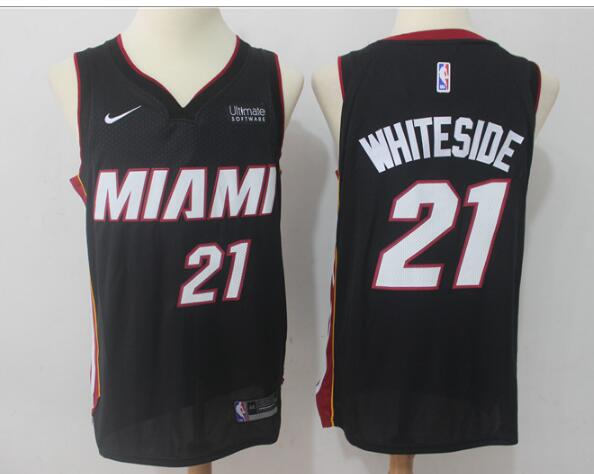 Miami Heat 21 Hassan Whiteside black printing Nike men nba basketball jersey-001