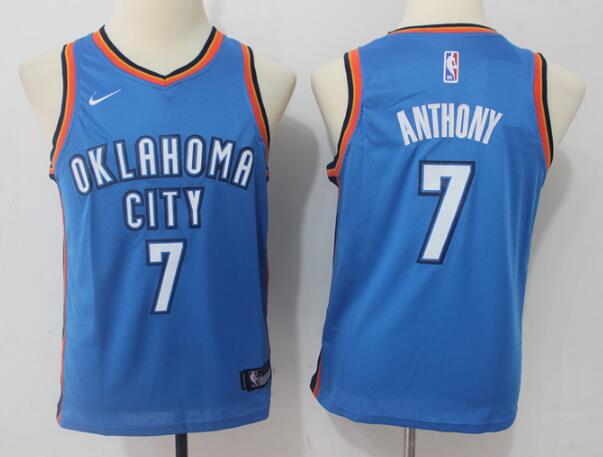 Kids New York Knicks #7 Carmelo Anthony Revolution 30 Swingman Nike Blue Jersey-002