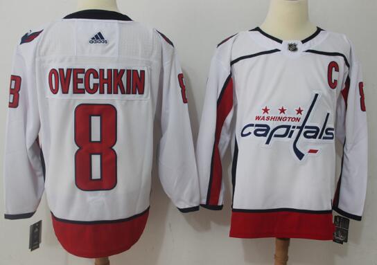Adidas Capitals #8 Alex Ovechkin white Men Stitched NHL Jersey